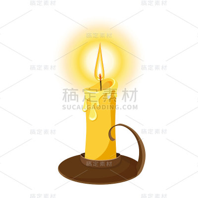 燃烧蜡烛的矢量图。