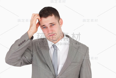 焦虑的年轻的商人