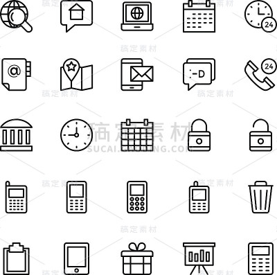 网页和移动用户界面线向量图标