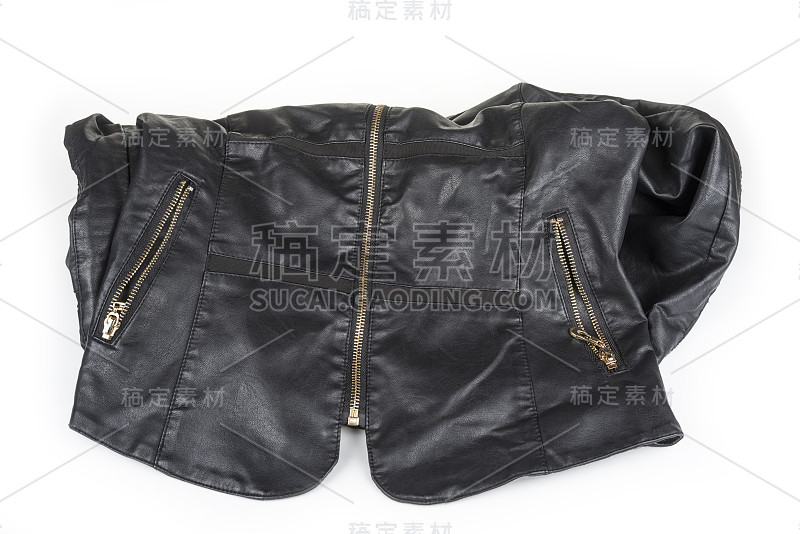 女人皮衣黑色夹克与拉链上的白色