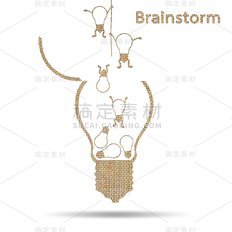 粗麻布创意灯泡想法概念头脑风暴