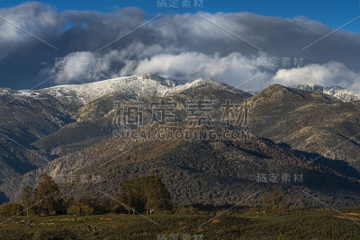 山脚下有树