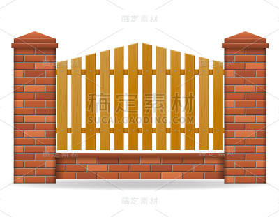 砖栅栏矢量图