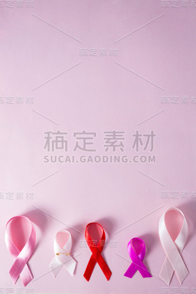 直接上方的各种癌症意识丝带