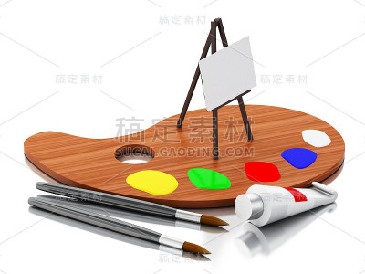 3d画架和调色板。