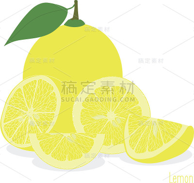 柠檬，切片，一组柠檬