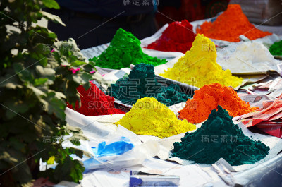 Tika彩色粉末，用于提哈尔Deepawali节和胡里节