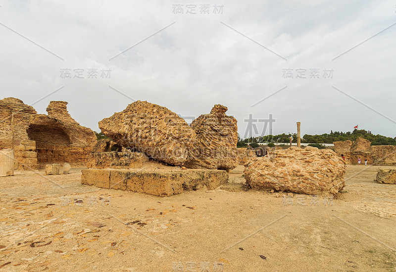 突尼斯和迦太基的古浴场遗址