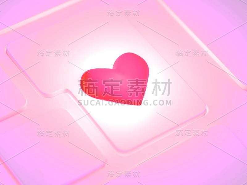 一个带心形键的键盘碎片。三维演示