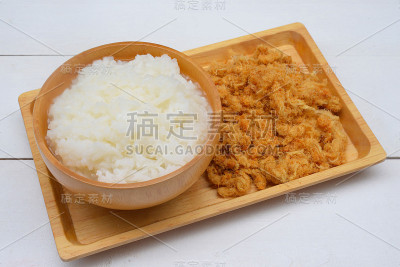 干猪肉丝和白米粥