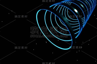 发光的霓虹灯抽象未来的光圆高科技空间3D渲染