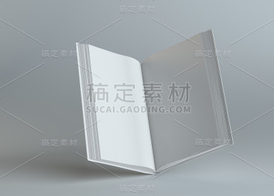 白色空白打开的书在灰色的背景