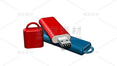 USB闪存驱动器棒隔离白色