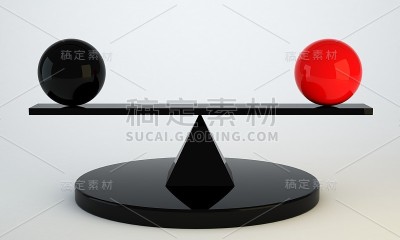 天秤和平衡-球体和金字塔- 3D渲染