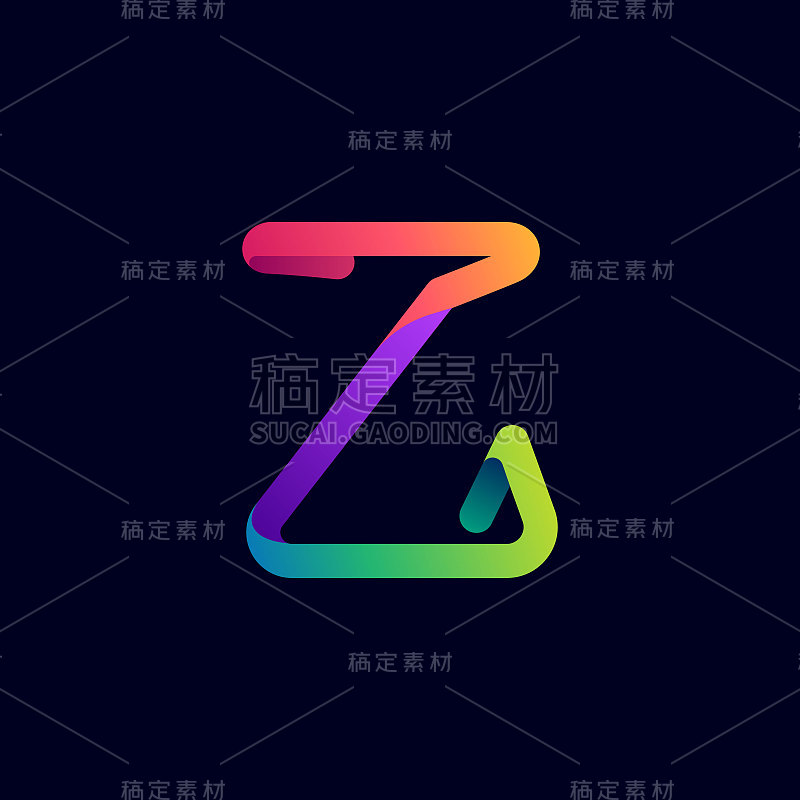 Z字标志由多色渐变霓虹线制成。