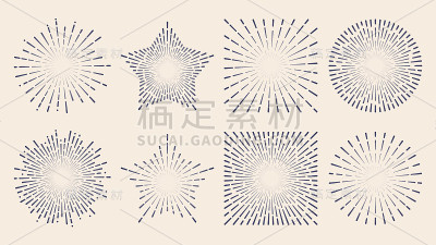 复古日爆星爆抽象复古阳光喷溅线