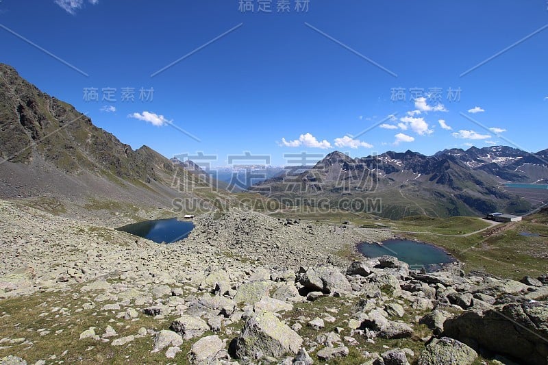 全景图:斯瓦兹穆斯高山湖泊，戈森克?llesee K ?htai,奥地利蒂罗尔