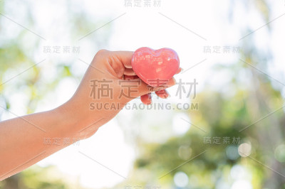 手捧粉红瓷心向天，自然苍翠散科
