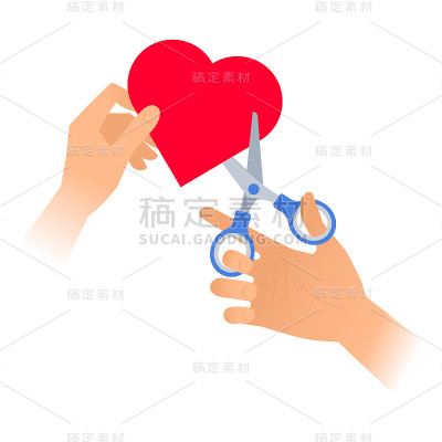 用剪刀把一颗心剪下来。