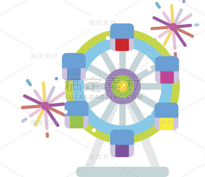 观景摩天轮与烟花