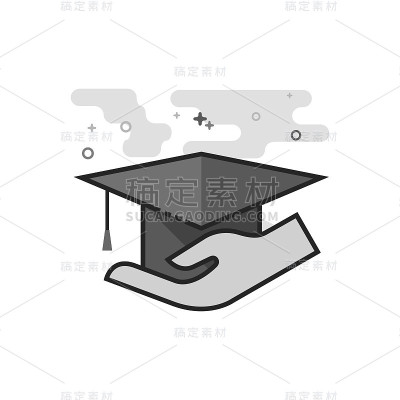 平面灰度图标-手握文凭