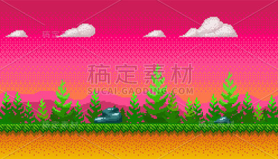 像素艺术无缝背景。