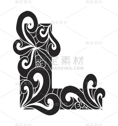 字母L表示着色。矢量装饰对象-插图计算机，服装，花边-纺织品，数字，标志