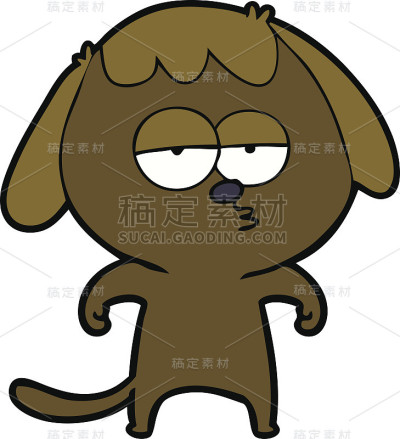 卡通无聊的狗