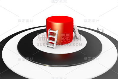 3D渲染梯子到红色目标