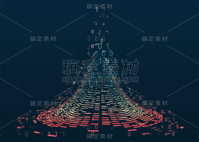 大数据可视化。抽象背景与行阵列和二进制代码。连接结构。数据数组可视化概念。大数据连接复杂。