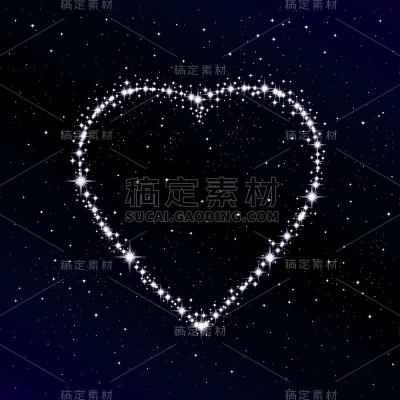 繁星如星宿的心。情人节的抽象背景。