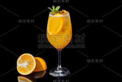 黑色背景上的酒精橙汁