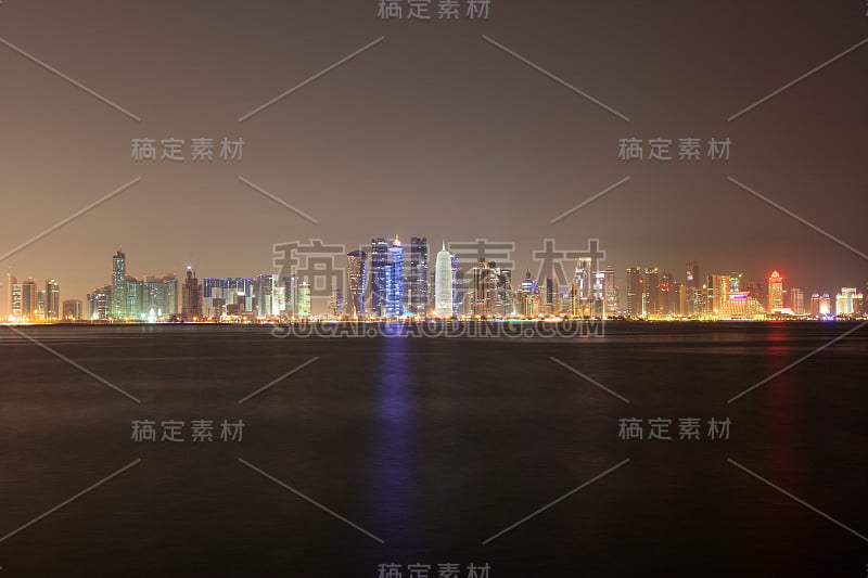 卡塔尔，多哈城市夜景