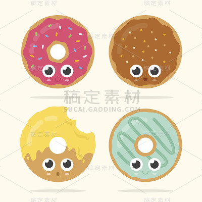 一套四个可爱的面圈