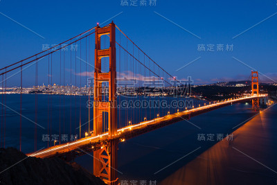 旧金山金门大桥的夜景