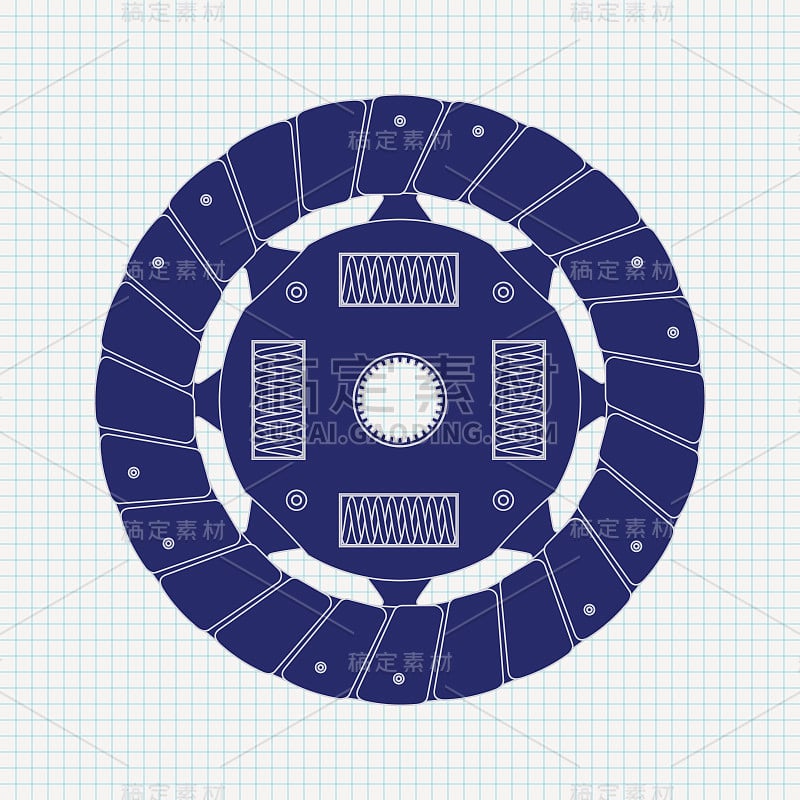 离合器片。插图上的笔记本表纹理背景