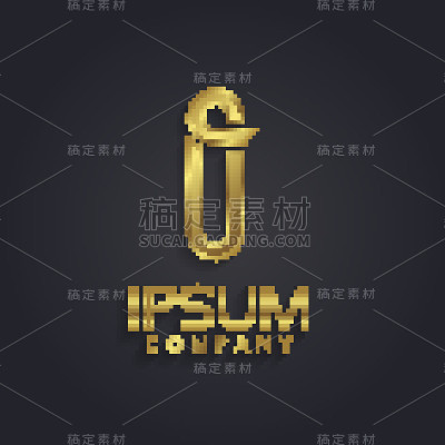 美丽的矢量图形黄金字母表/字母I /符号