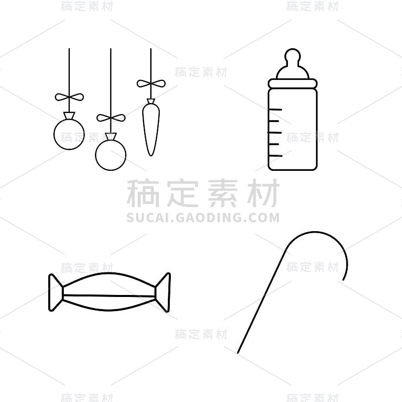 食物和饮料线性图标设置