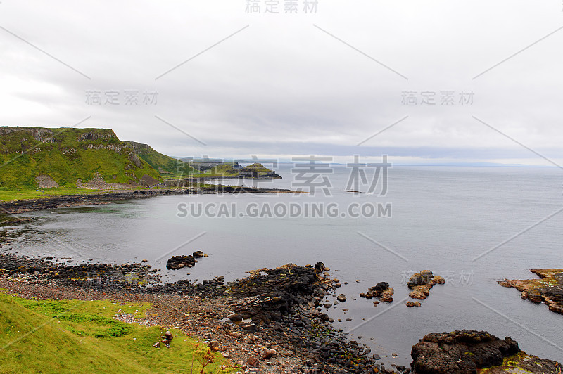 巨人的堤道和堤道海岸的全景图，古火山爆发的结果，联合国教科文组织世界遗产