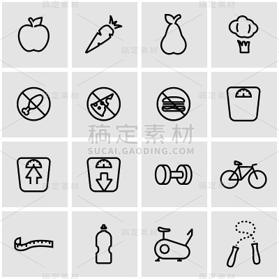 矢量线饮食图标设置