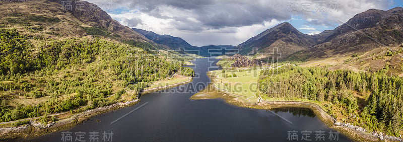 列夫湖鸟瞰图朝Caolasnacon和KInlochleven, Lochaber