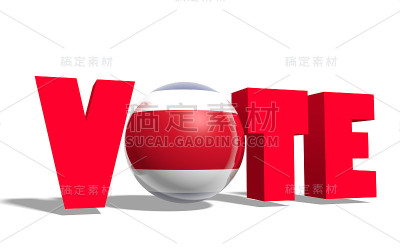 投票文本，球体代替字母纹理由哥斯达黎加国旗