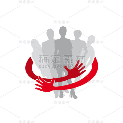 矢量标志安全团队合作，拥抱大家