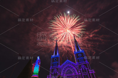 烟花庆祝圣诞快乐