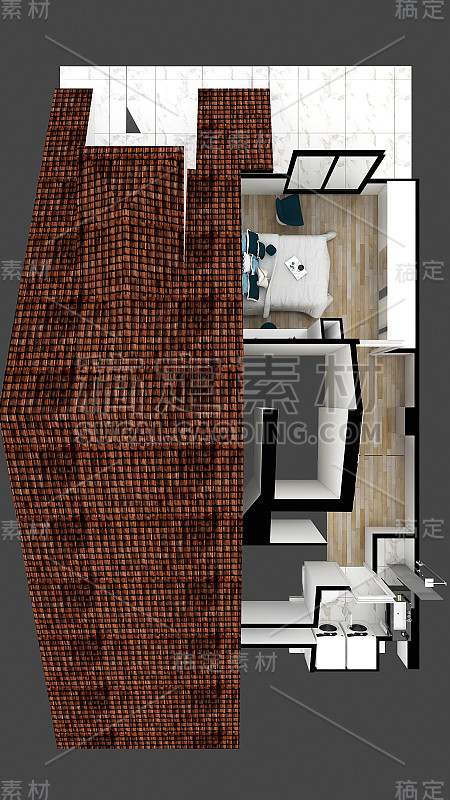 建筑屋顶的3d渲染