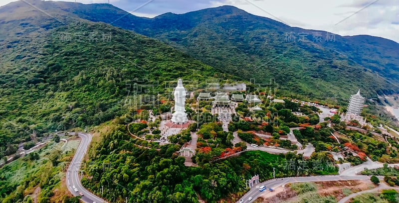 鸟瞰图林翁塔，松特半岛在岘港市