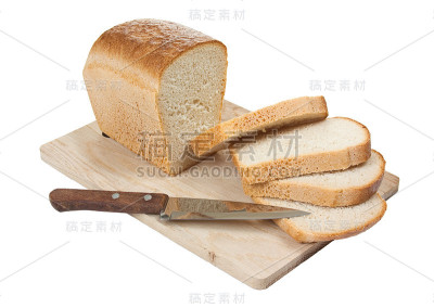 面包和刀放在砧板上