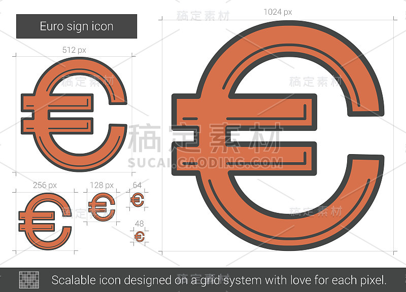 欧元符号线图标