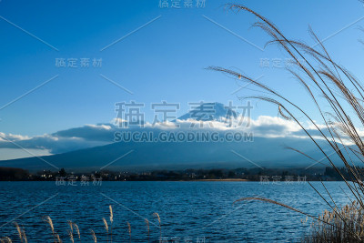 日本——从川口湖眺望富士山的田园诗般的景色