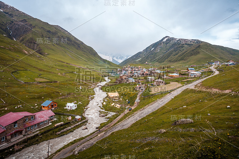 乌什古利——欧洲海拔最高的有人居住的村庄。高加索，上斯瓦内蒂-联合国教科文组织世界遗产。乔治亚州